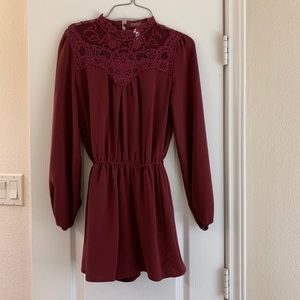 Burgundy Wine Romper with Lace